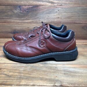 Ecco Shock Point Leather Brown Dress Casual Shoes Made In Thailand Men's 8.5
